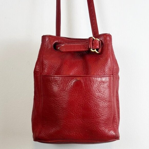 Coach Vintage USA Red Pebbled Leather Drawstring Crossbody Bucket Bag 4133 - Picture 2 of 16